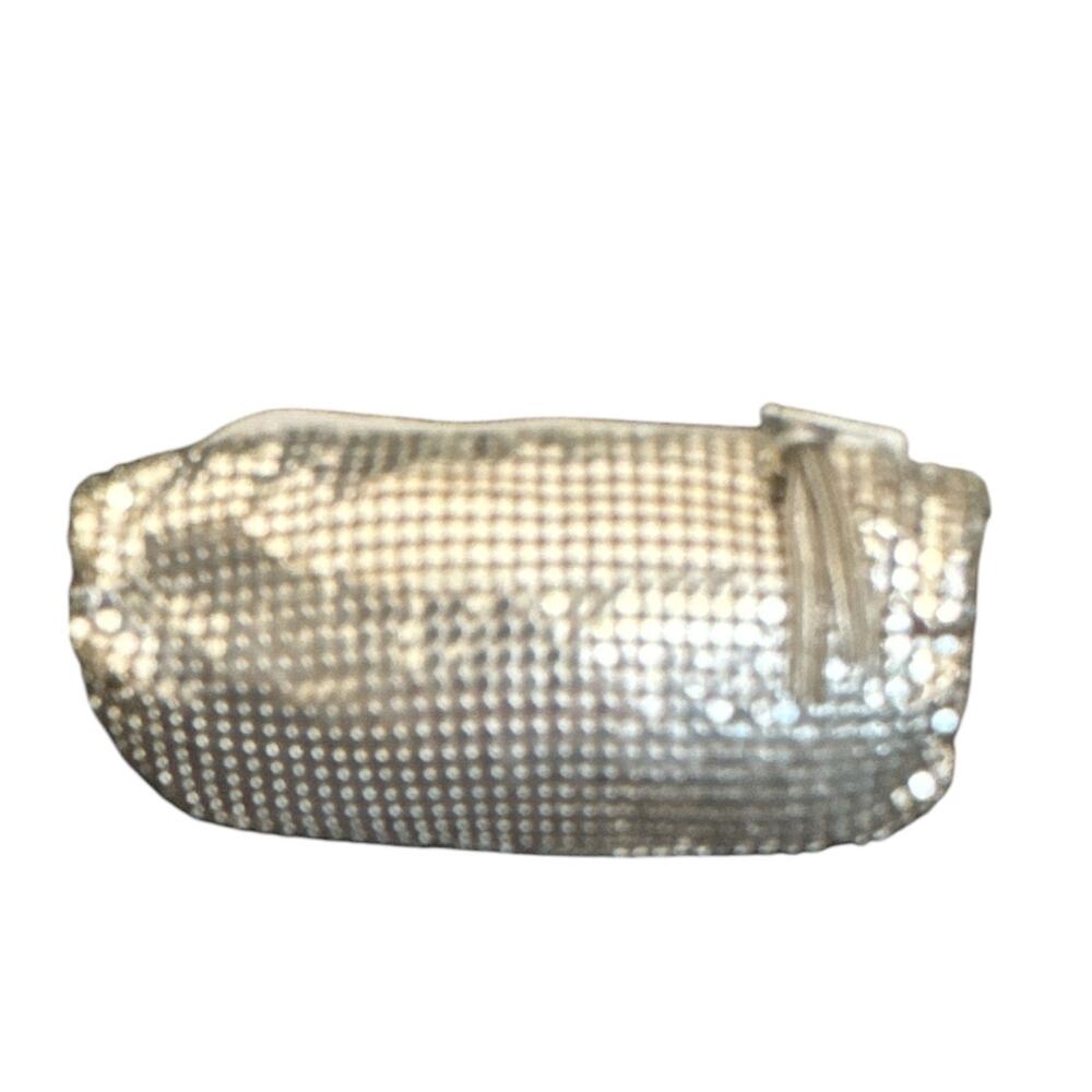 Vintage Silver Mesh Zip Top Lipstick Case